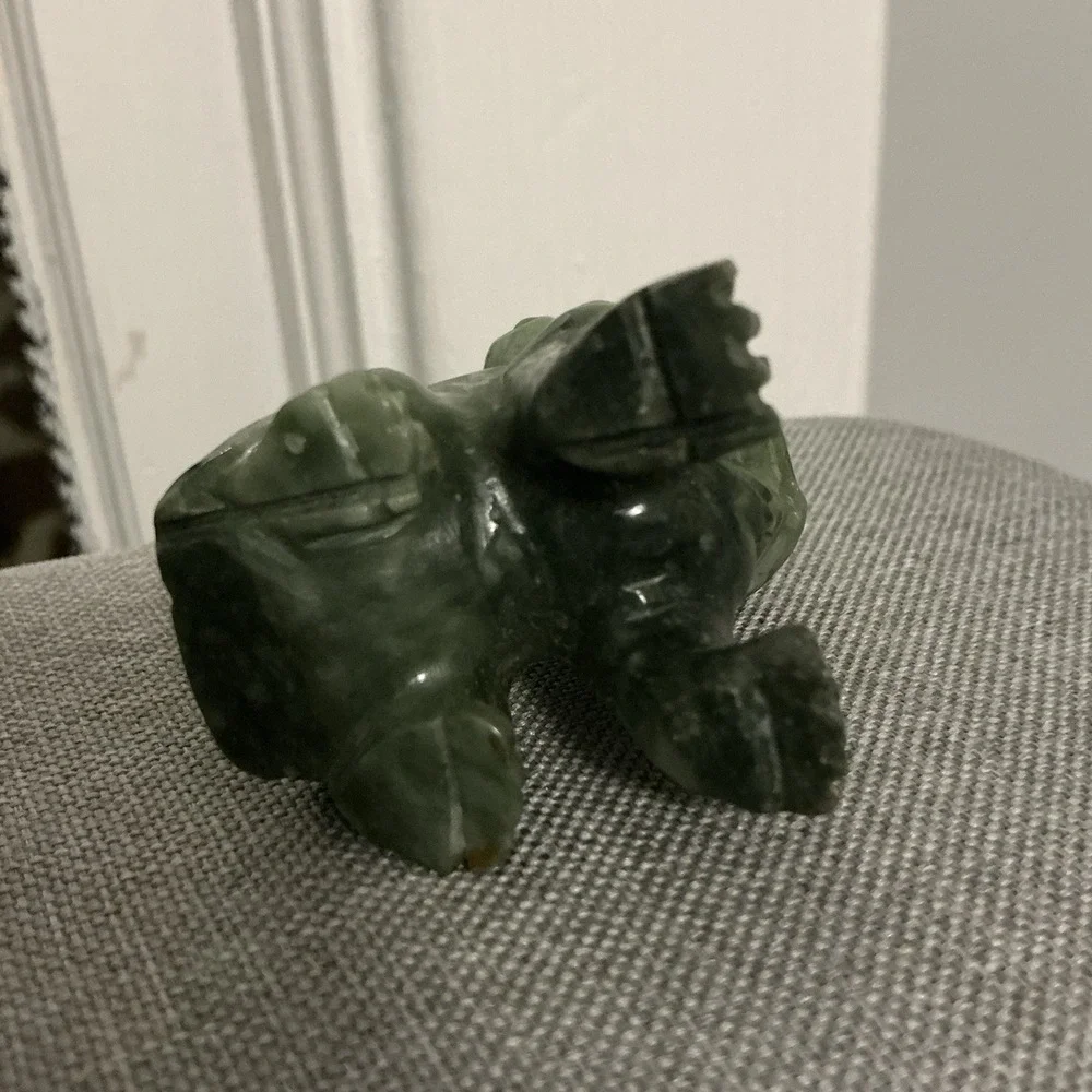 Vintage Hand Carved JADE‎ FOO DOG Stone Figurine Statue 2.5